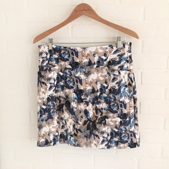 Swing Control Skort Skirt Golf Tennis Pockets Abstract Floral leaves print Sz 12 - Picture 1 of 9